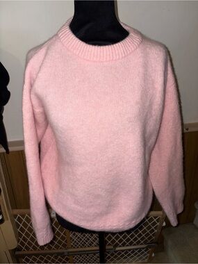 Sézane La Maille Paris Pink Fuzzy Alpaca Blend Crewneck Sweater XXS